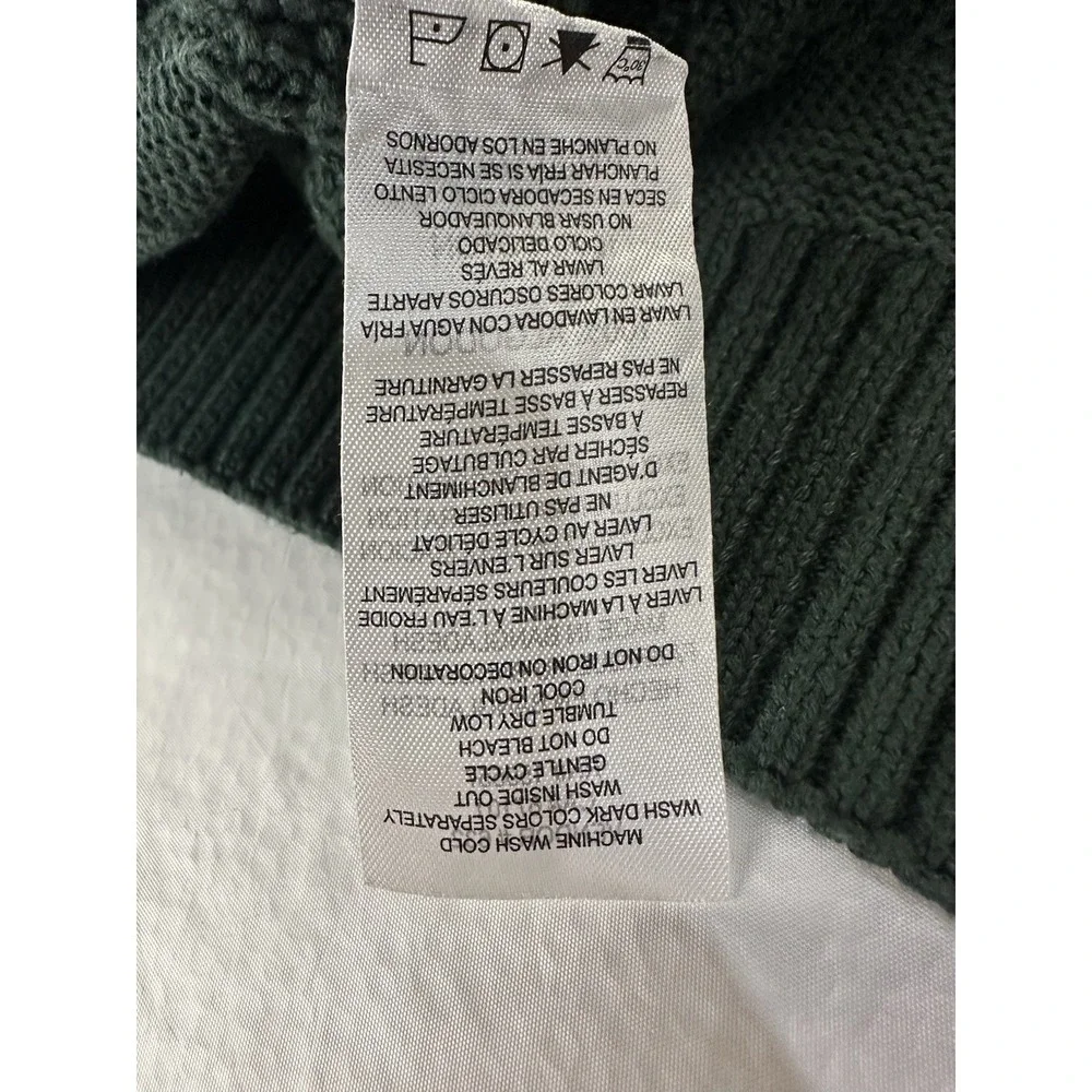 Ben Sherman Sweater‎ Men Medium Green Cable-Knit Long Sleeve Sweatshirt Pullover